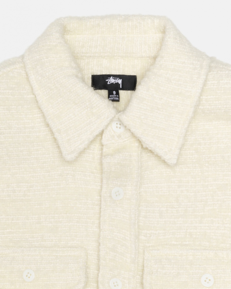 Stussy Boucle Uld Cpo Shirt - Unisex Tops Shirts Beige | DKQCS14473