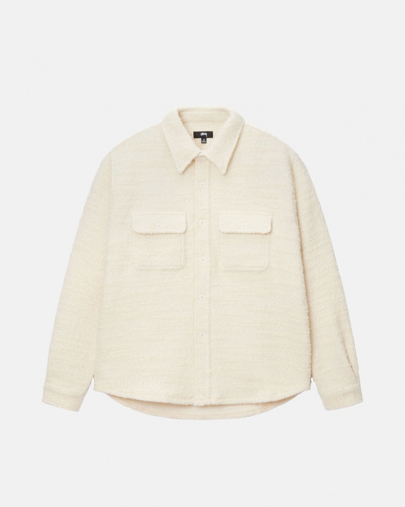 Stussy Boucle Uld Cpo Shirt - Unisex Tops Shirts Beige | DKQCS14473