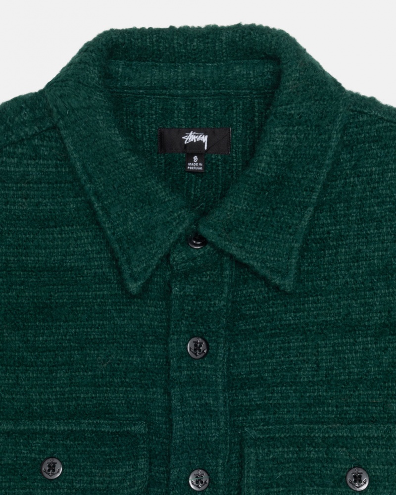 Stussy Boucle Uld Cpo Shirt - Unisex Tops Grøn | SDKVO66317