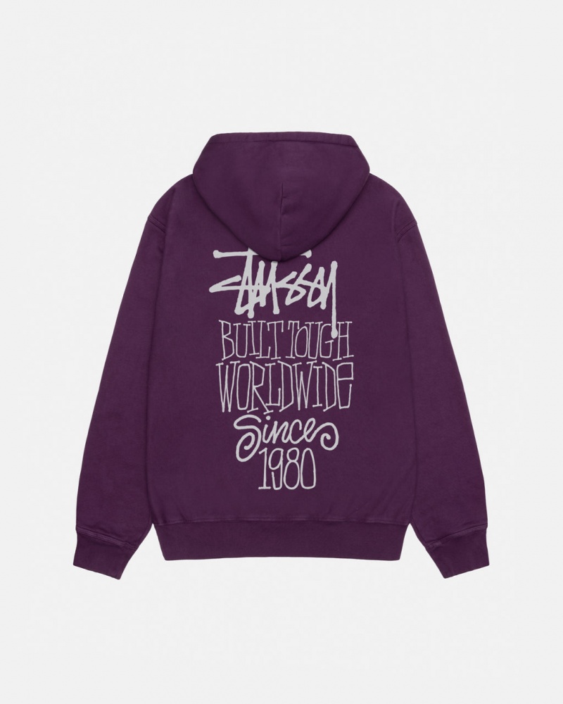 Stussy Built Tough Hoodie Pigment Dyed - Unisex Hoodies Lilla | PDKQX62416