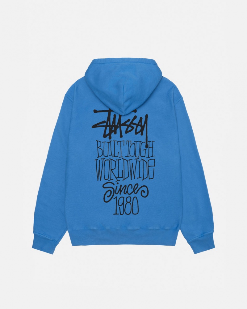 Stussy Built Tough Hoodie Pigment Dyed - Unisex Hoodies Blå | XDKGW51368