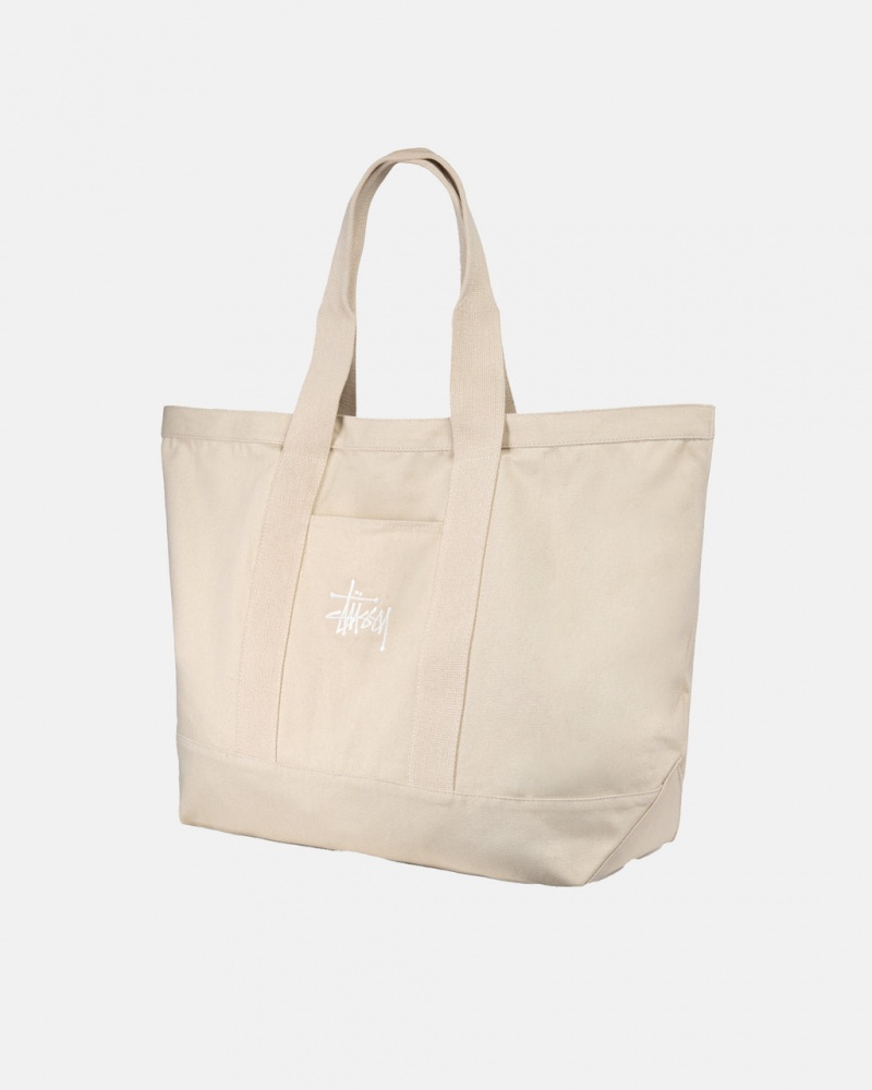 Stussy Canvas Extra Large Tote Bag - Unisex Bags Beige | QDKUV31056