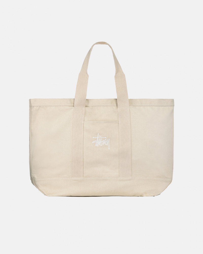 Stussy Canvas Extra Large Tote Bag - Unisex Bags Beige | QDKUV31056