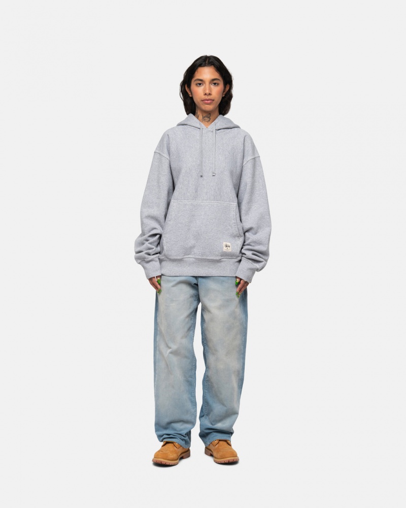 Stussy Contrast Stitch Label Hoodie - Unisex Hoodies Grå | YDKGT51187