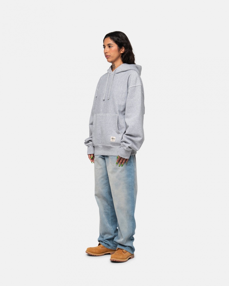 Stussy Contrast Stitch Label Hoodie - Unisex Hoodies Grå | YDKGT51187