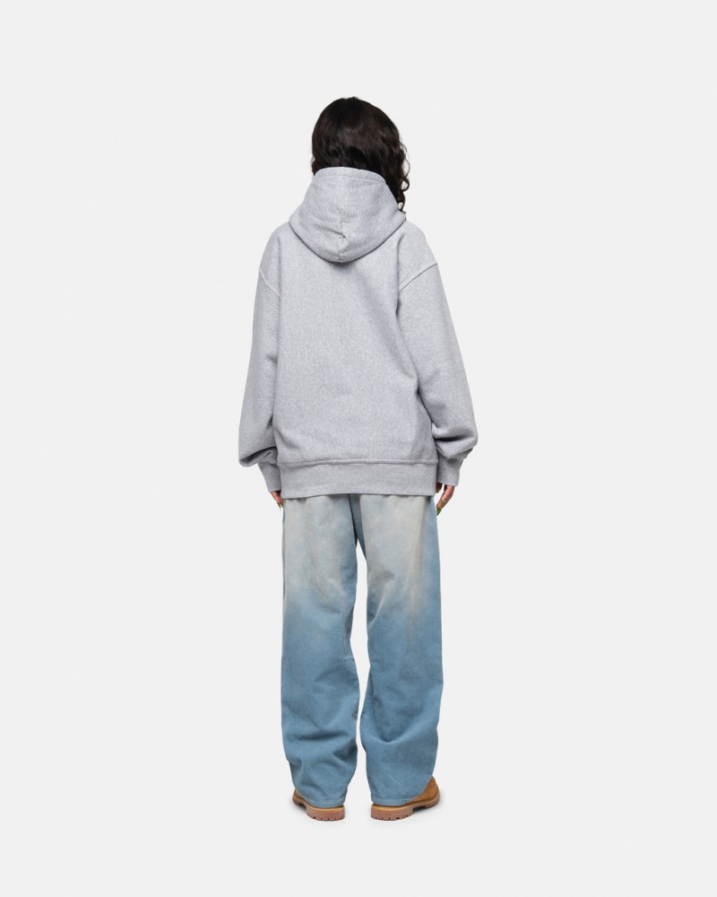 Stussy Contrast Stitch Label Hoodie - Unisex Hoodies Grå | YDKGT51187