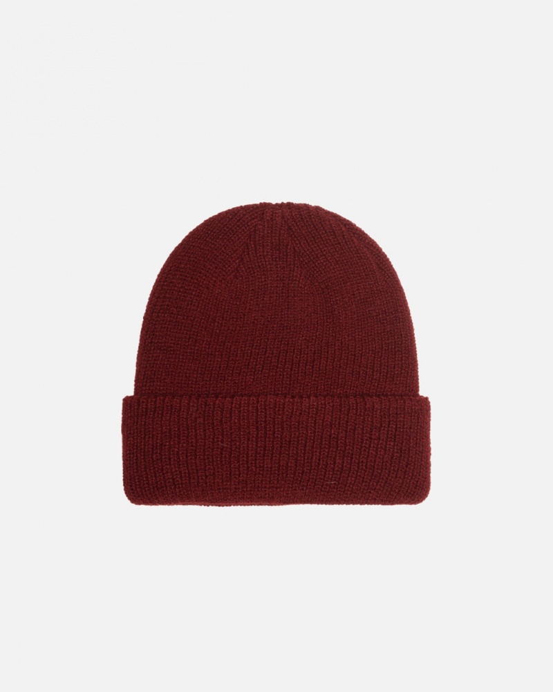 Stussy Cuff Beanie Basic - Unisex Mørkerød | DKDFL15151