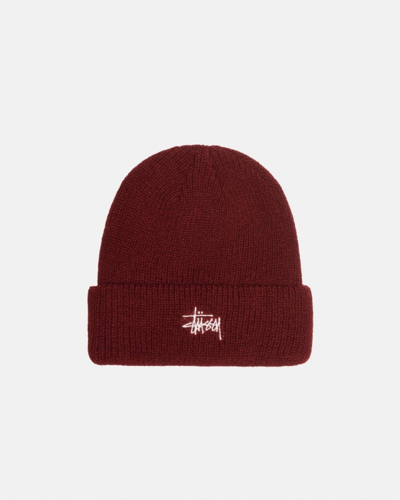 Stussy Cuff Beanie Basic - Unisex Mørkerød | DKDFL15151