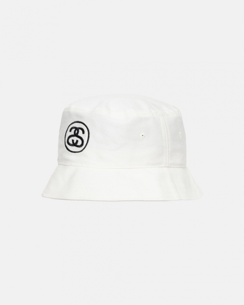 Stussy Deep Bucket Hat SS Link - Unisex Hvide | DKZPD48598