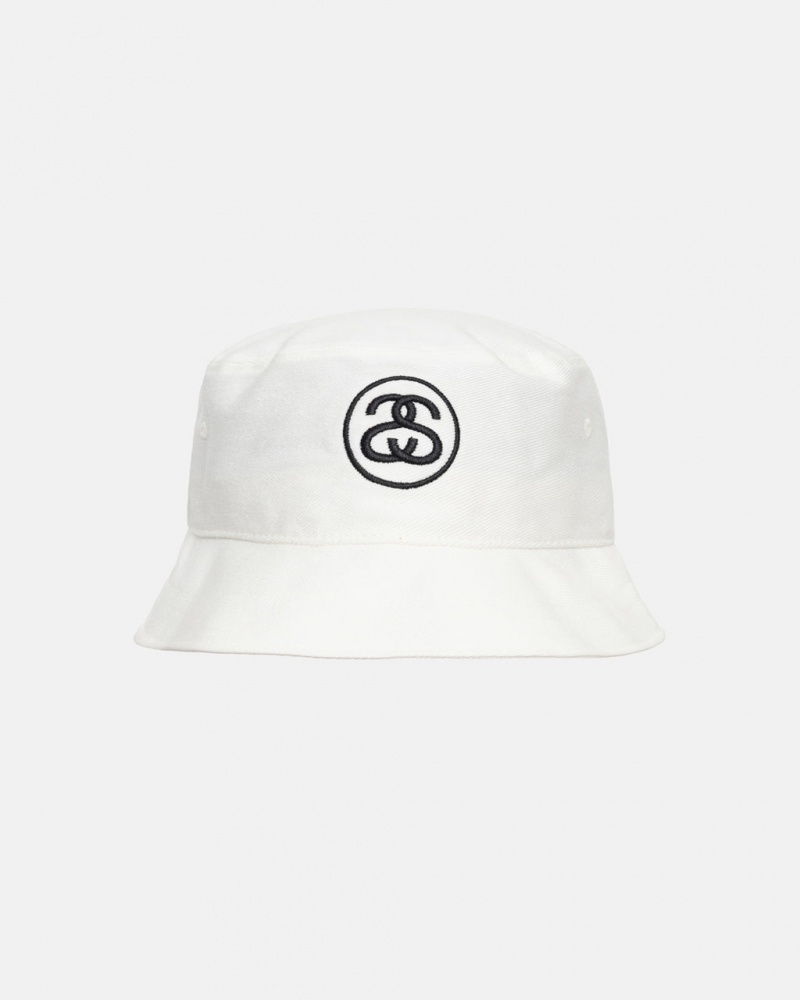 Stussy Deep Bucket Hat SS Link - Unisex Hvide | DKZPD48598