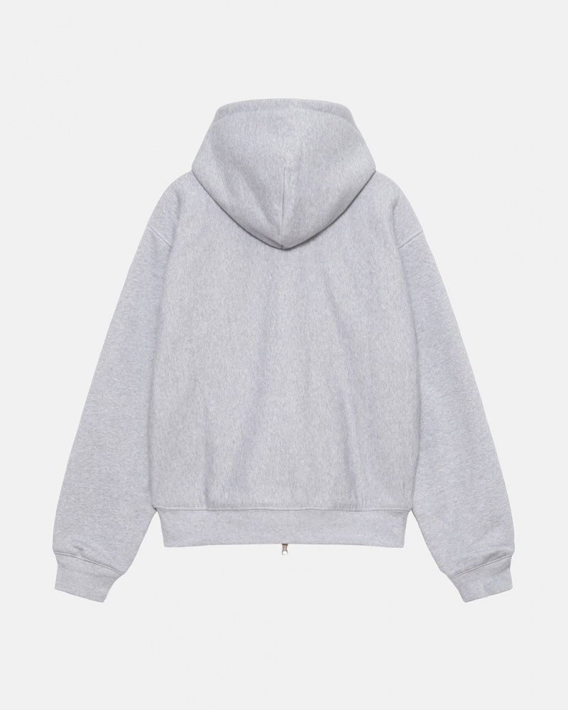 Stussy Double Face Label Zip Hoodie - Unisex Hoodies Grå | DKXMI53608