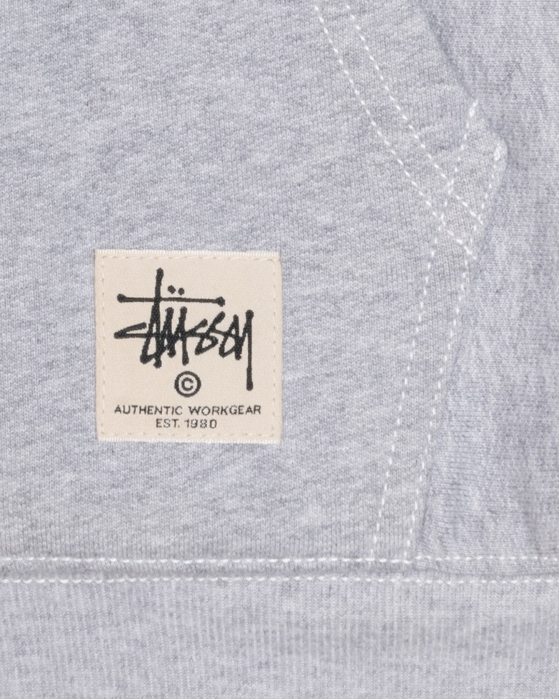 Stussy Double Face Label Zip Hoodie - Unisex Hoodies Grå | DKXMI53608