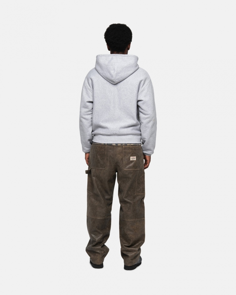 Stussy Double Face Label Zip Hoodie - Unisex Hoodies Grå | DKXMI53608