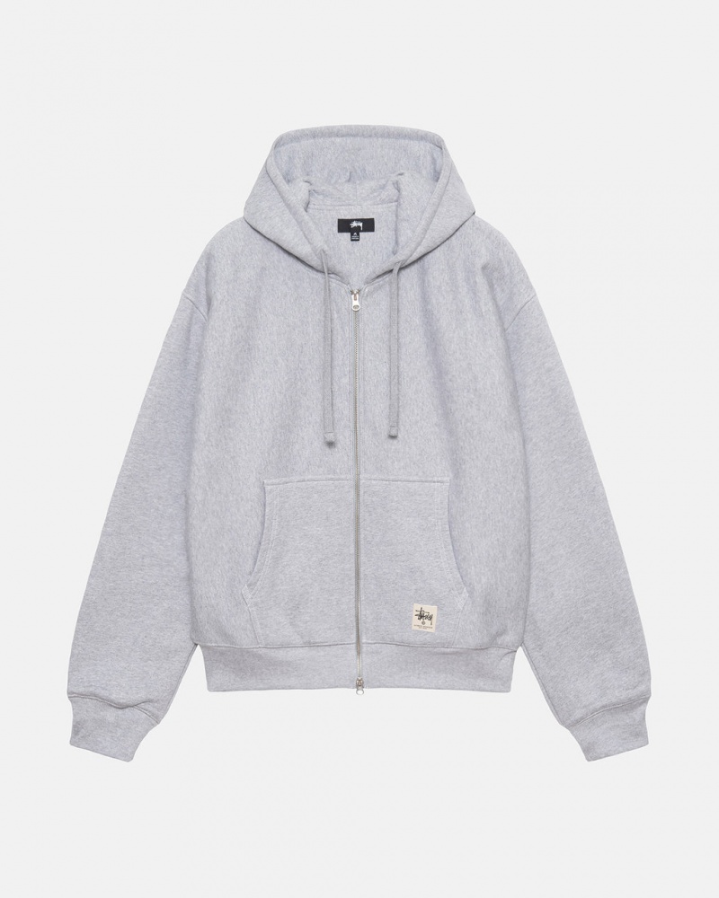 Stussy Double Face Label Zip Hoodie - Unisex Hoodies Grå | DKXMI53608