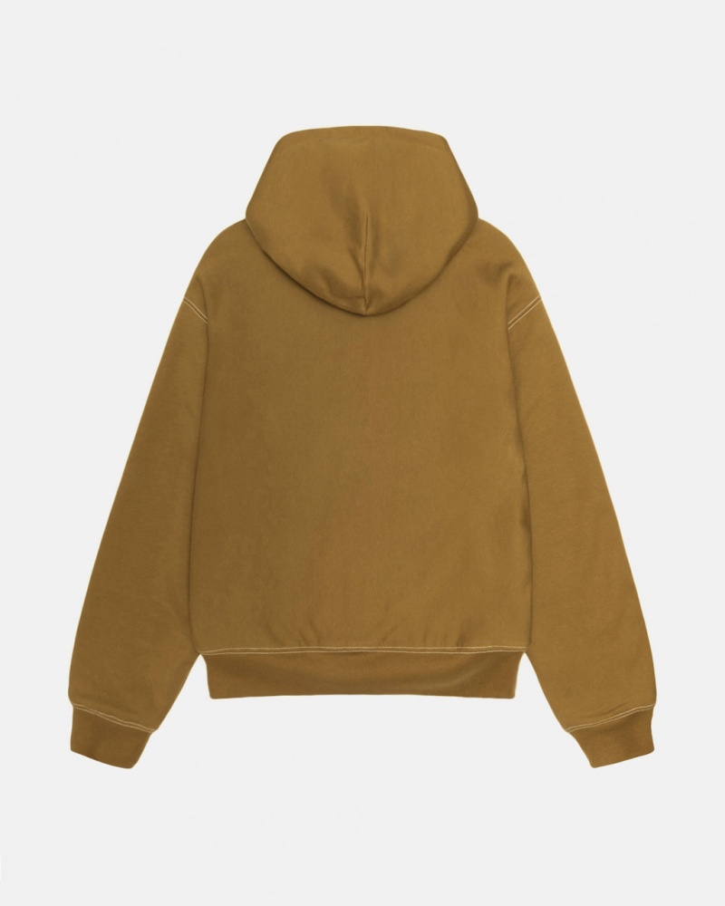 Stussy Double Face Label Zip Hoodie - Unisex Hoodies Olivengrøn | MDKFT75967