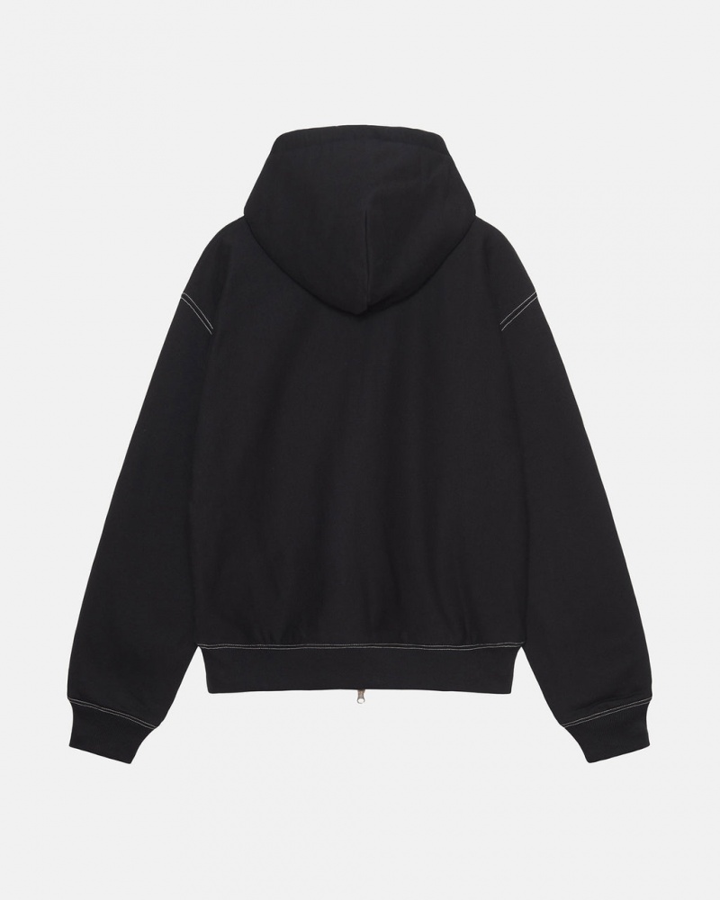 Stussy Double Face Label Zip Hoodie - Unisex Hoodies Sort | DKJVR51879