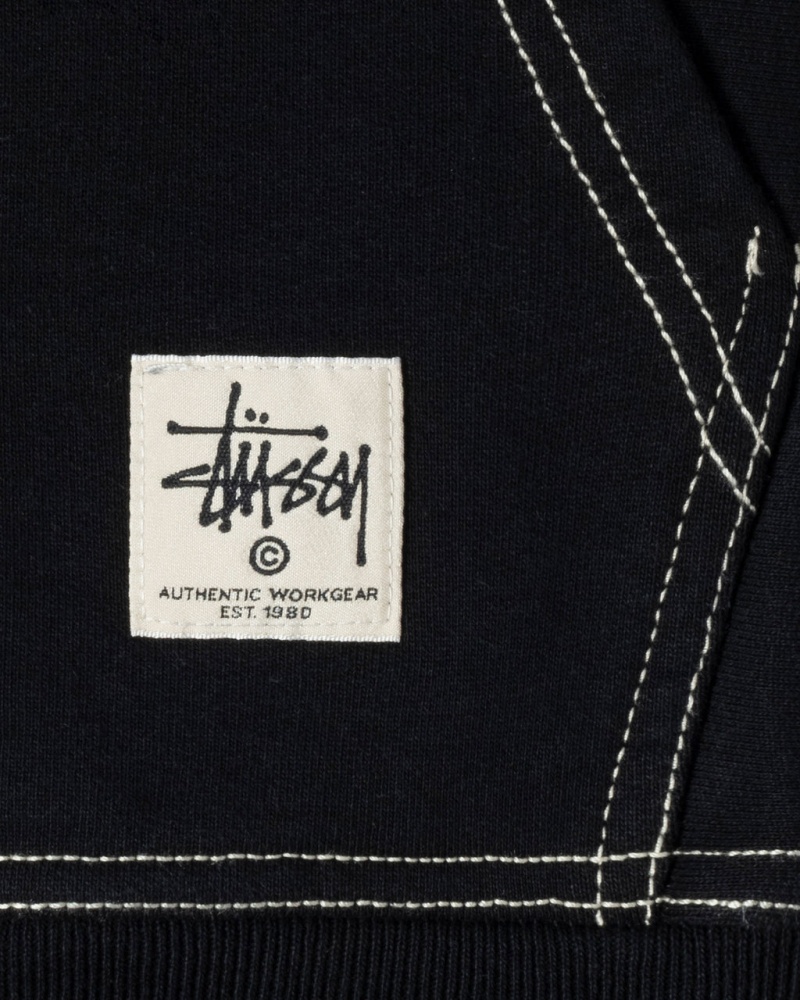 Stussy Double Face Label Zip Hoodie - Unisex Hoodies Sort | DKJVR51879