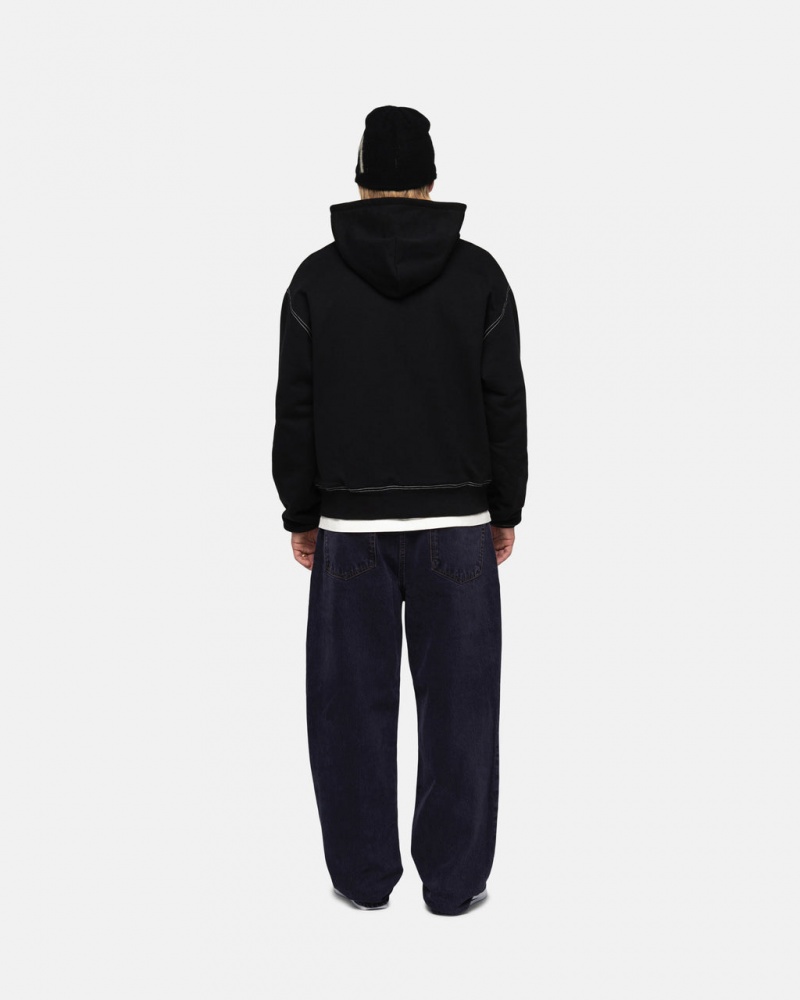 Stussy Double Face Label Zip Hoodie - Unisex Hoodies Sort | DKJVR51879