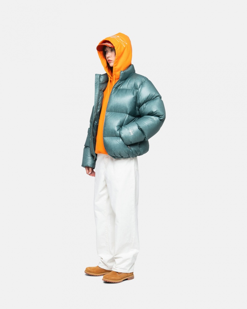 Stussy Down Puffer Parachute Ripstop - Unisex Jackets Blå | XDKBH27856