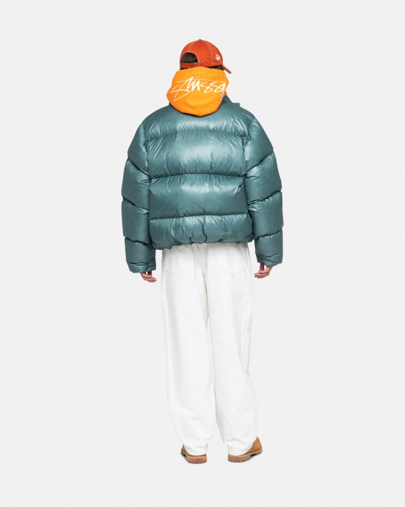 Stussy Down Puffer Parachute Ripstop - Unisex Jackets Blå | XDKBH27856