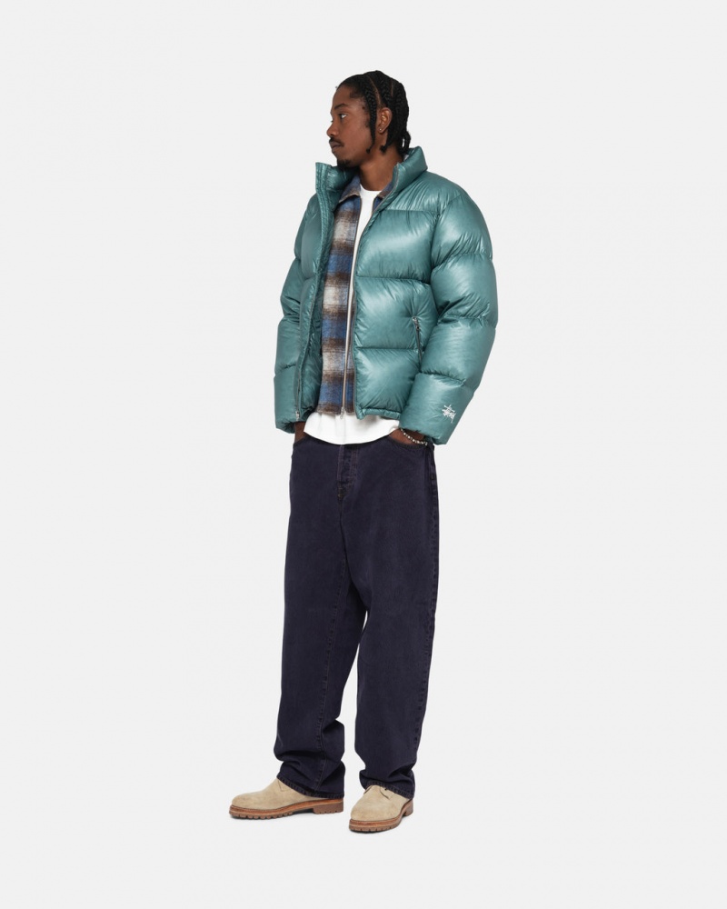 Stussy Down Puffer Parachute Ripstop - Unisex Jackets Blå | XDKBH27856