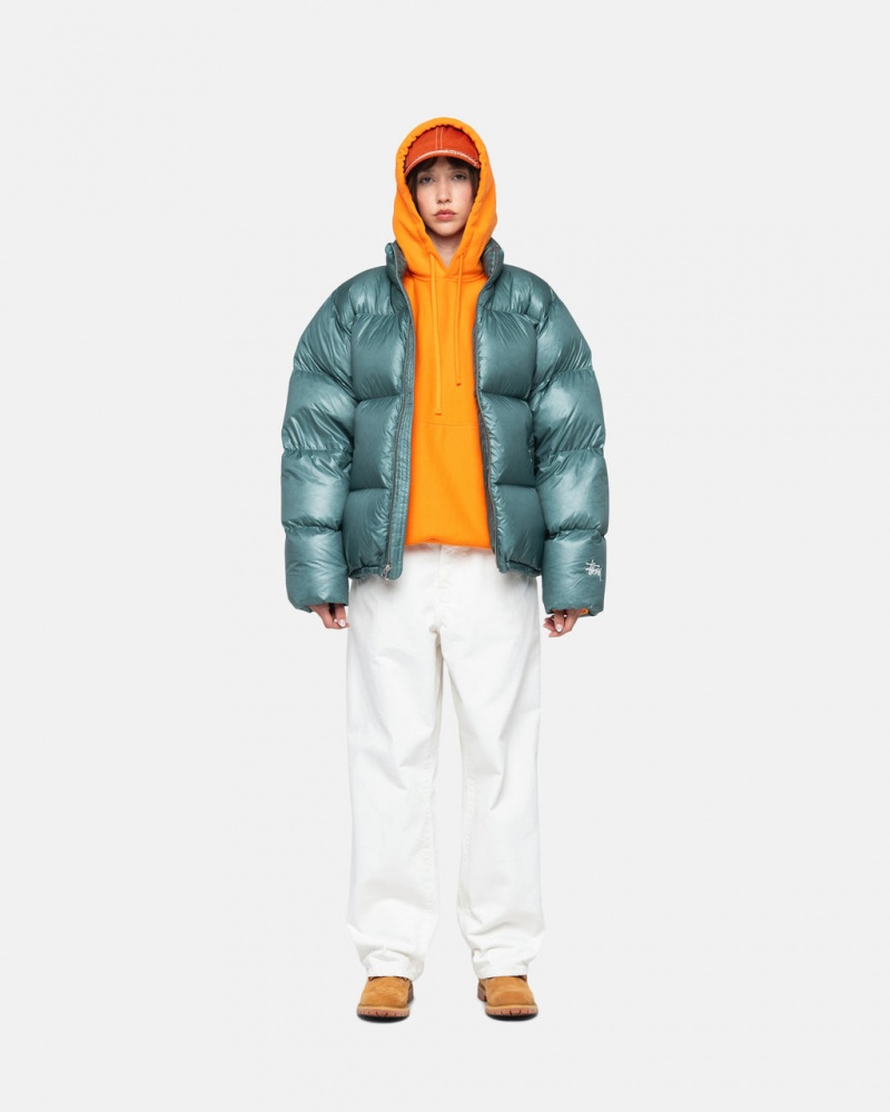 Stussy Down Puffer Parachute Ripstop - Unisex Jackets Blå | XDKBH27856