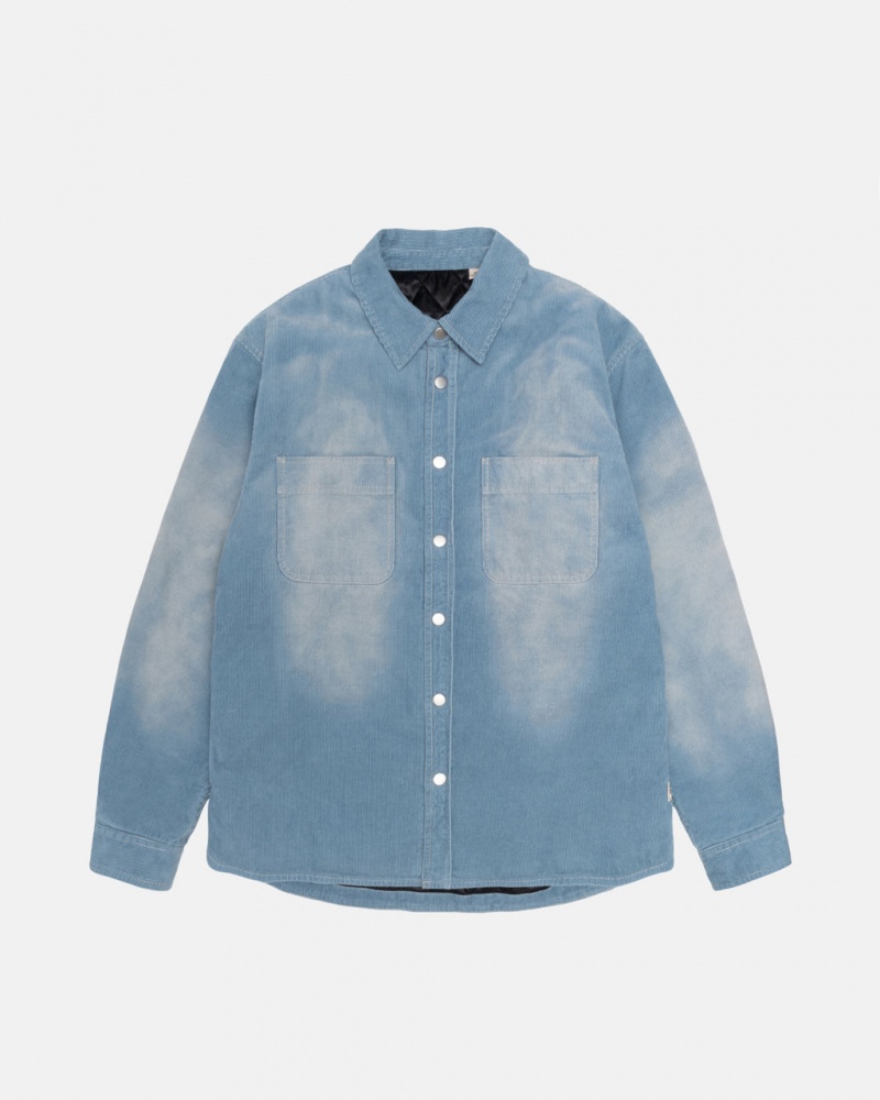 Stussy Faded Cord Overshirt - Unisex Tops Blå | MDKHR42486