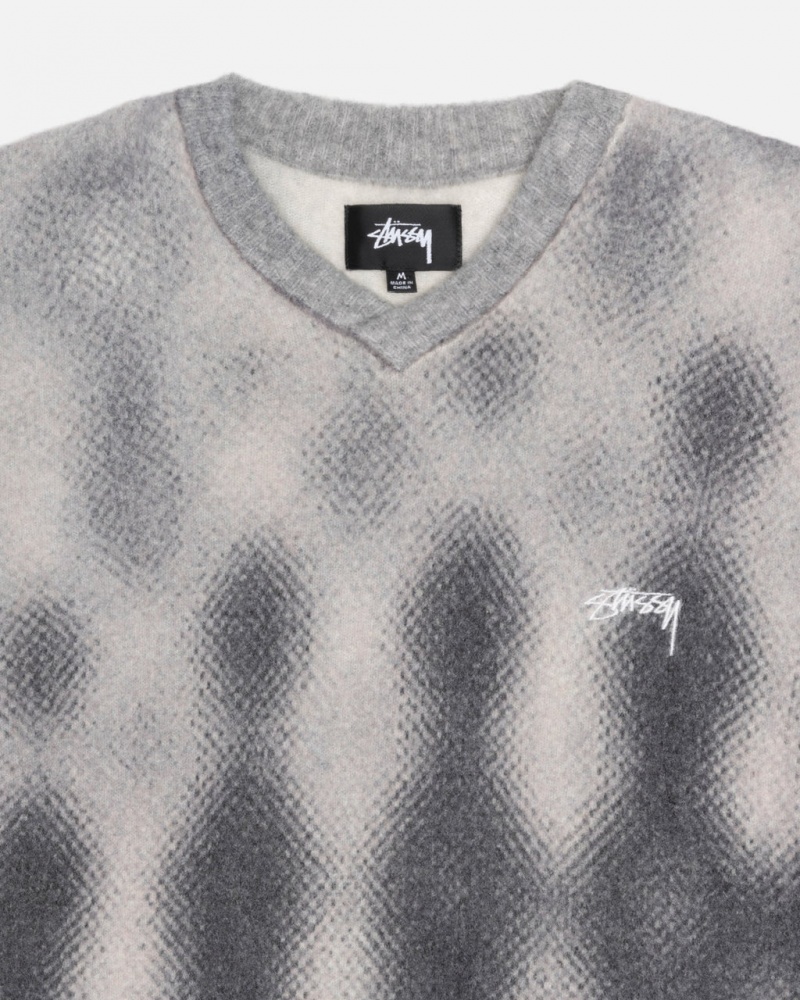 Stussy Gradient Dot Brushed Sweater - Unisex Sweaters Grå | GDKEC35646