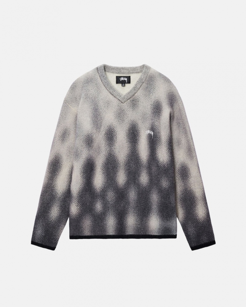 Stussy Gradient Dot Brushed Sweater - Unisex Sweaters Grå | GDKEC35646