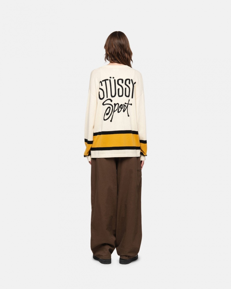 Stussy Hockey Sweater - Unisex Sweaters Beige | DDKVO63633