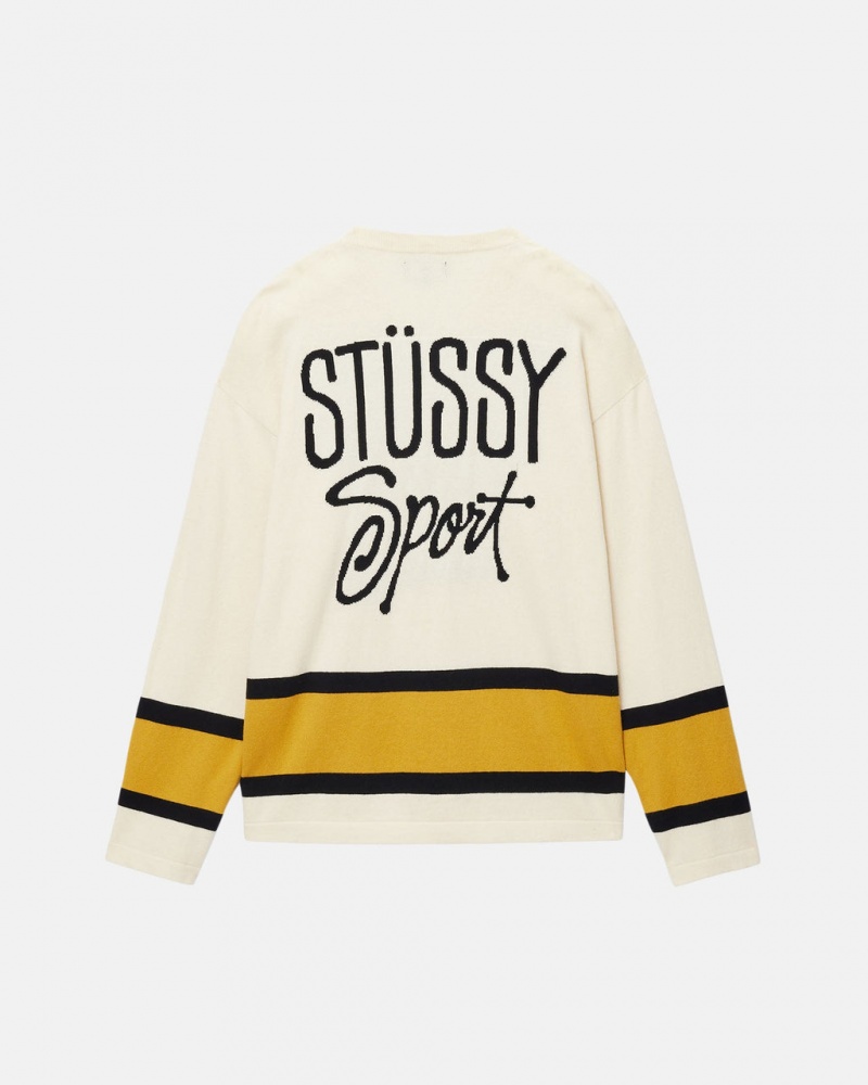 Stussy Hockey Sweater - Unisex Sweaters Beige | DDKVO63633