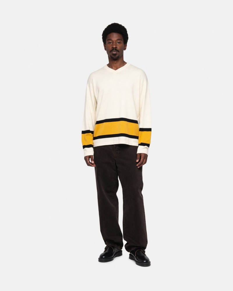 Stussy Hockey Sweater - Unisex Sweaters Beige | DDKVO63633