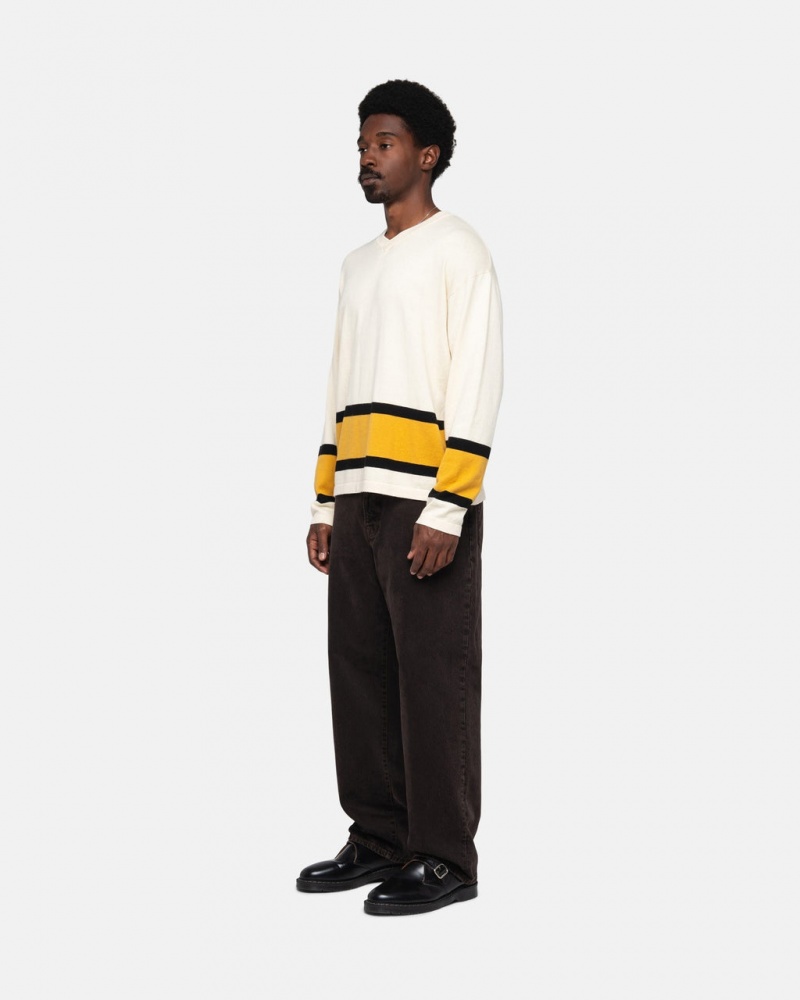 Stussy Hockey Sweater - Unisex Sweaters Beige | DDKVO63633