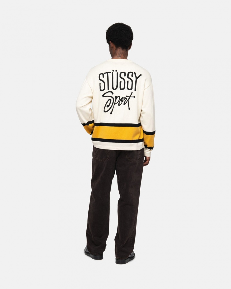 Stussy Hockey Sweater - Unisex Sweaters Beige | DDKVO63633