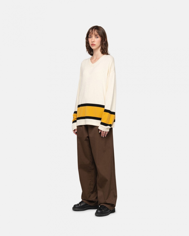 Stussy Hockey Sweater - Unisex Sweaters Beige | DDKVO63633