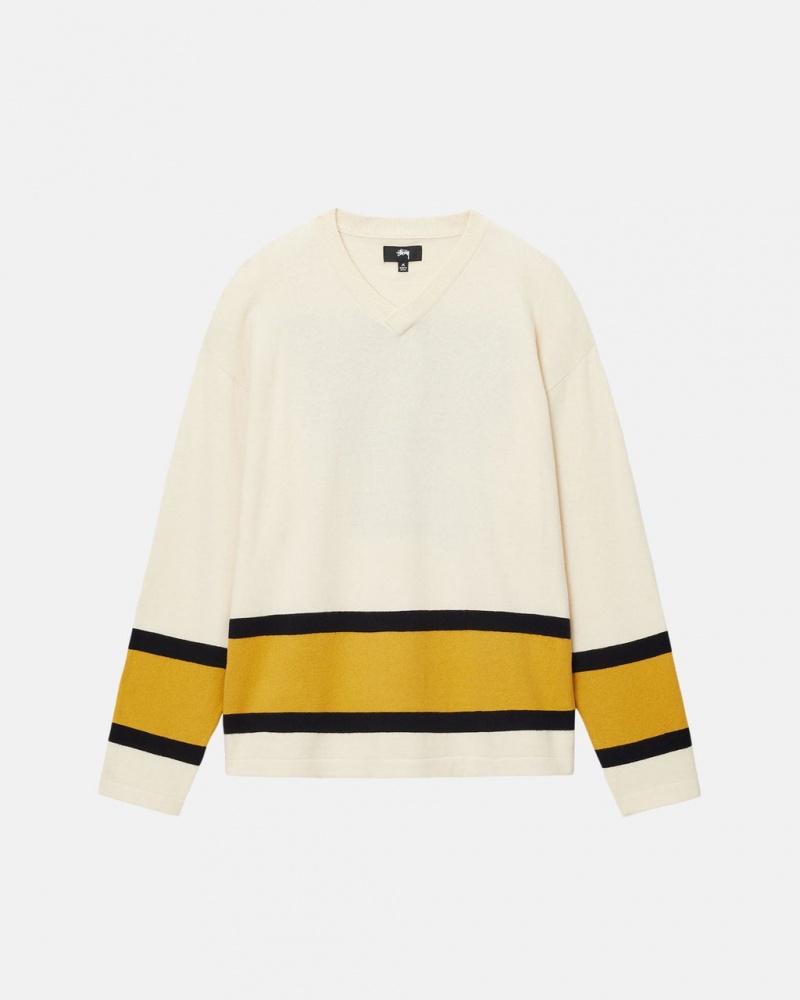 Stussy Hockey Sweater - Unisex Sweaters Beige | DDKVO63633