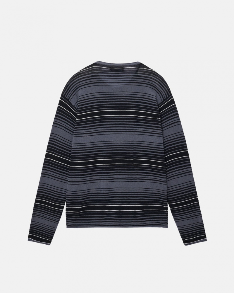 Stussy Horizontal Stripe Sweater - Unisex Sweaters Grå | FDKUI99508