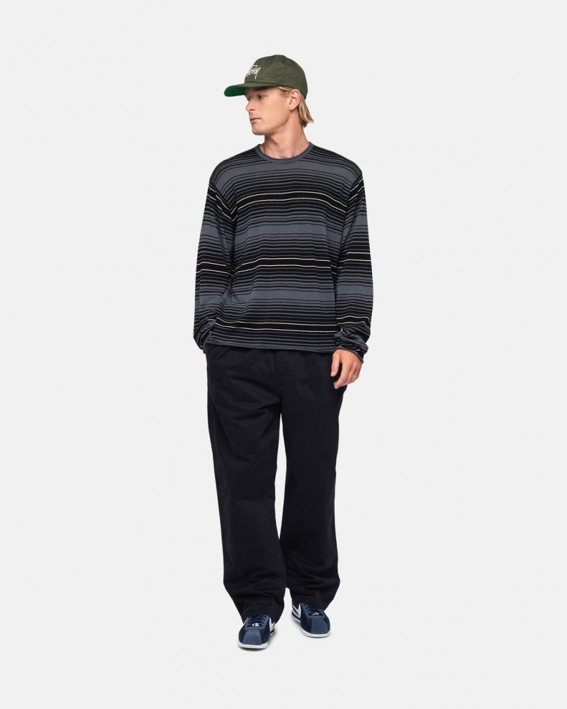 Stussy Horizontal Stripe Sweater - Unisex Sweaters Grå | FDKUI99508