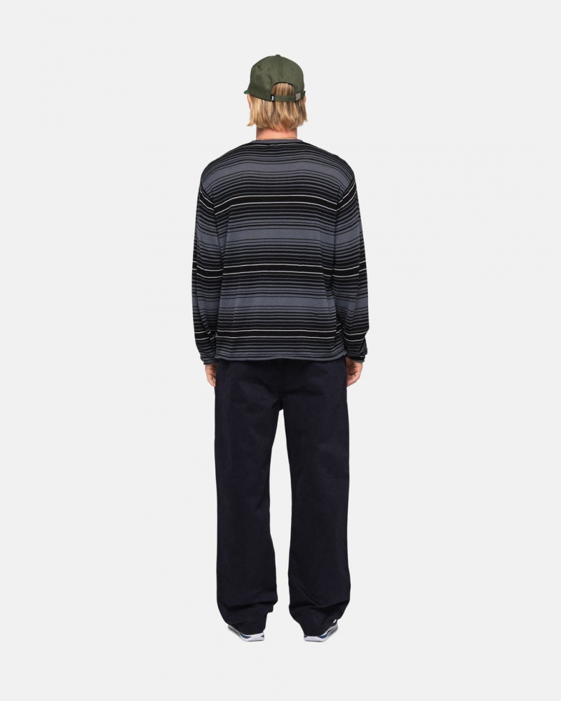 Stussy Horizontal Stripe Sweater - Unisex Sweaters Grå | FDKUI99508