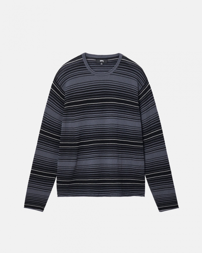 Stussy Horizontal Stripe Sweater - Unisex Sweaters Grå | FDKUI99508