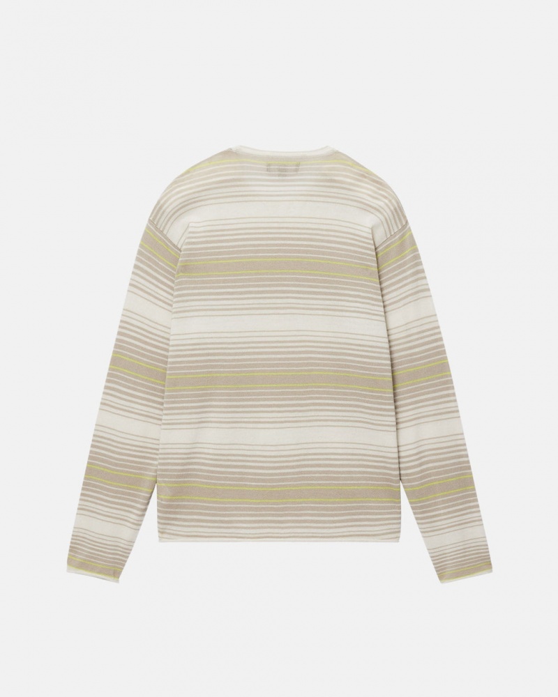 Stussy Horizontal Stripe Sweater - Unisex Sweaters Knits Beige | SDKVO45340