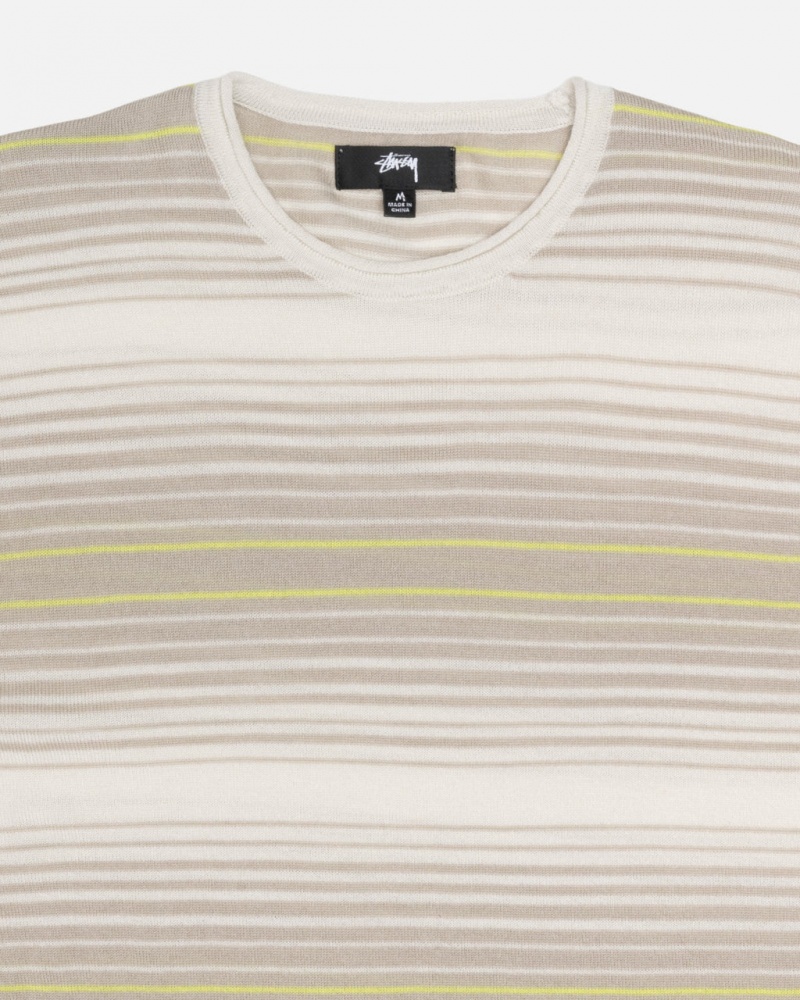 Stussy Horizontal Stripe Sweater - Unisex Sweaters Knits Beige | SDKVO45340