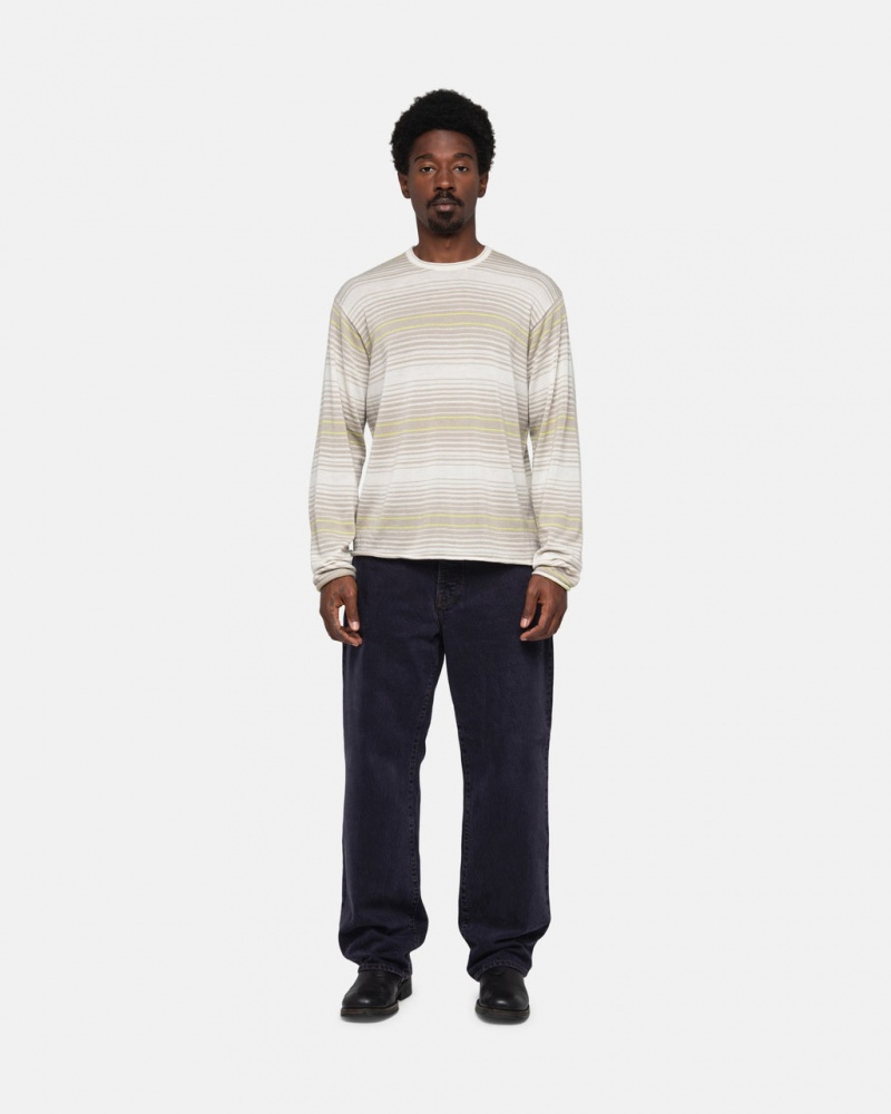 Stussy Horizontal Stripe Sweater - Unisex Sweaters Knits Beige | SDKVO45340