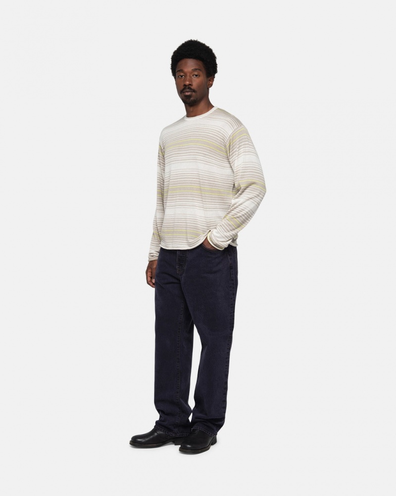 Stussy Horizontal Stripe Sweater - Unisex Sweaters Knits Beige | SDKVO45340