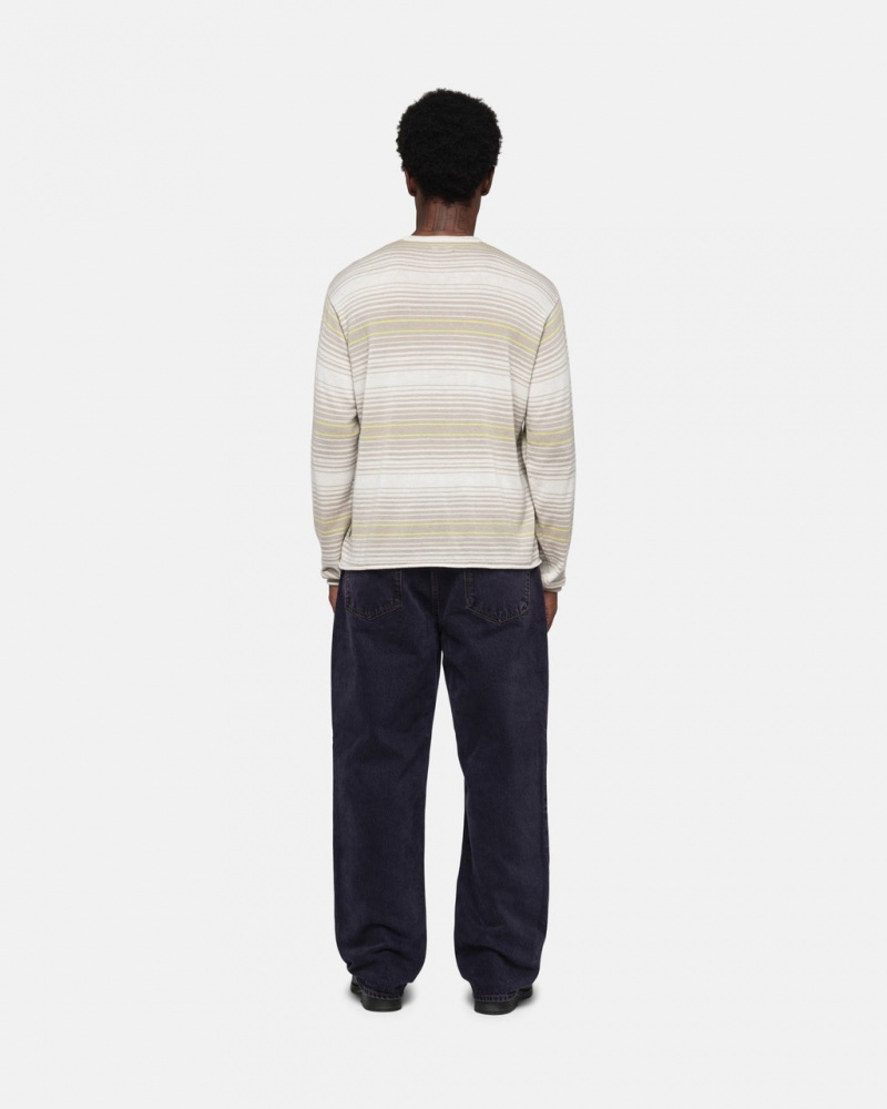 Stussy Horizontal Stripe Sweater - Unisex Sweaters Knits Beige | SDKVO45340