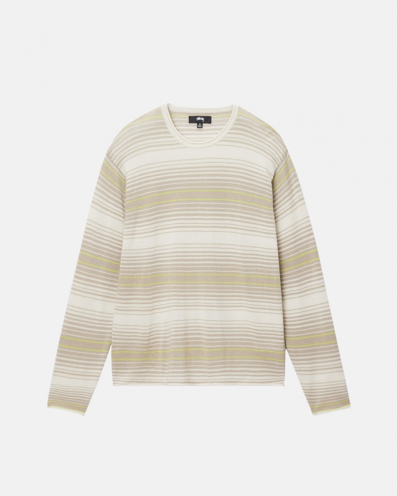 Stussy Horizontal Stripe Sweater - Unisex Sweaters Knits Beige | SDKVO45340