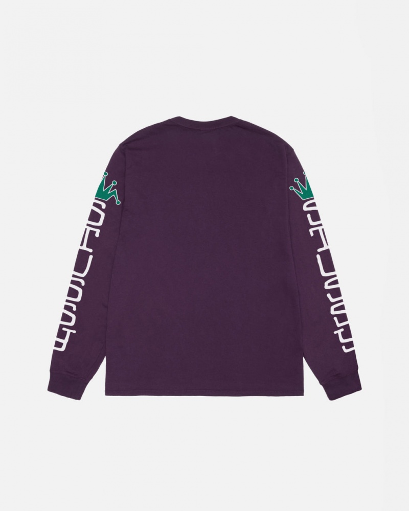 Stussy Jumbo LS Tee Pigment Dyed - Unisex Longsleeve Lilla | GDKUC41724