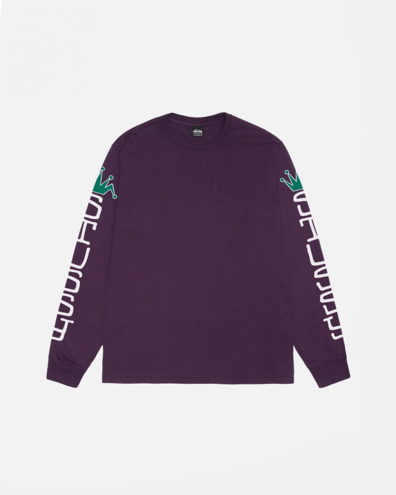 Stussy Jumbo LS Tee Pigment Dyed - Unisex Longsleeve Lilla | GDKUC41724