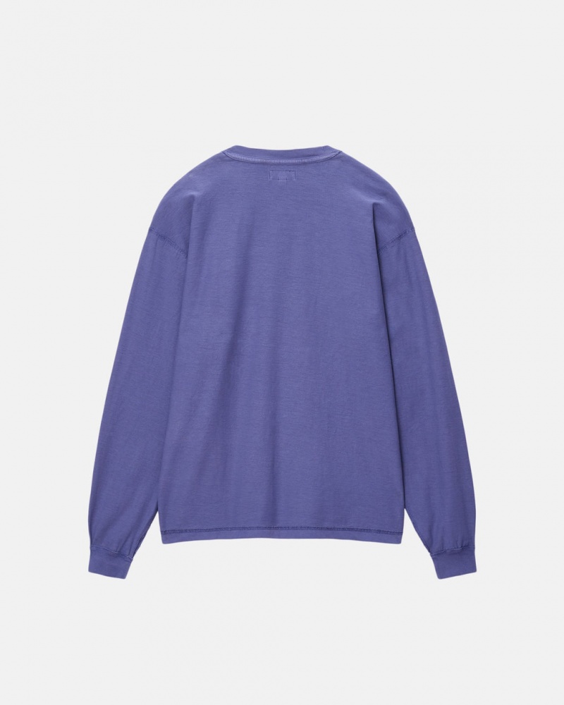 Stussy Lazy LS Tee - Unisex Longsleeve Dyb Blå | YDKGT74412