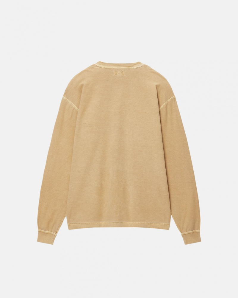 Stussy Lazy LS Tee - Unisex Longsleeve Guld | DKQAV50686